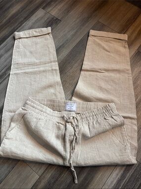 Men's 100% Linen Drawstring Pants